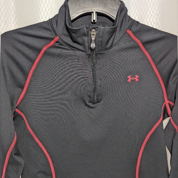 Under Armour Coldgear Semi-Fitted Quarter-Zip Running Jacket, Black/Pink, Medium - Picture 3 of 10